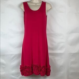 Zen Knits fuchsia knit dress with rosette bottom